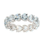 White Gold Aquamarine Designer Band Ring For Women