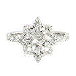 Natural Baguette Diamond Star Shape Ring In 18k White Gold Jewelry