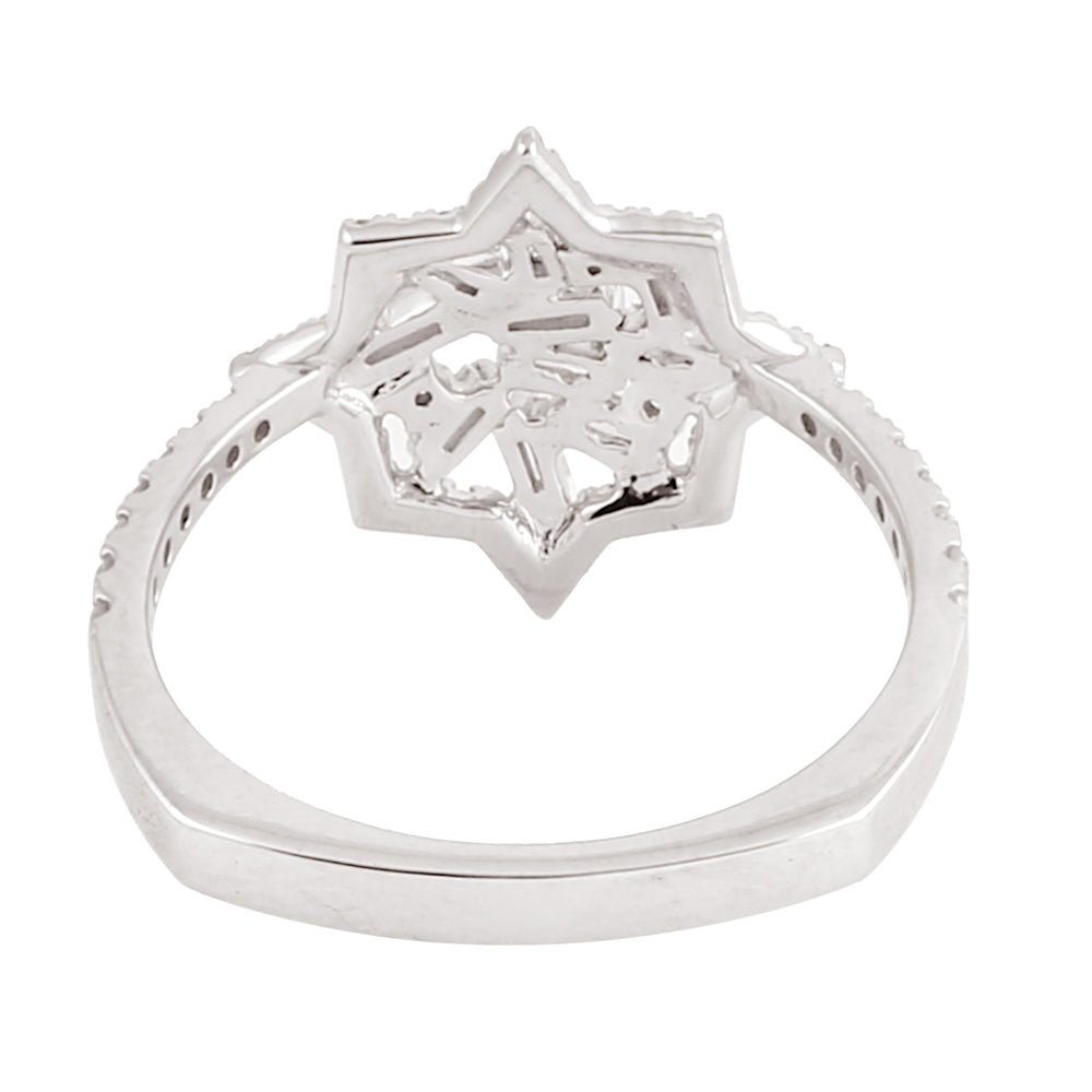 Natural Baguette Diamond Star Shape Ring In 18k White Gold Jewelry