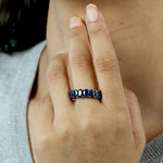 Oval Cut Blue Sapphire Full Eternity Band Ring 18k White Gold For Her