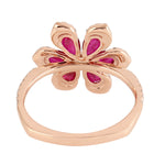 Pear Cut Ruby Diamond Beautiful Daisy Ring in 18k Rose Gold