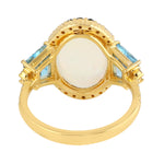 Opal Ethopian Topaz Diamond Dome Cocktail Ring In 18k Yellow Gold