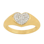 Natural Diamond Pave Heart Shaped Ring For Her Valentine Gift In Yellow Gold