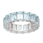 Emerald Cut Aquamarine Full Eternity Band Ring  in 18k White Gold