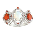 Opal Ethopian Opal Fire Sapphire Diamond 18k White Gold Ring