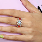 Opal Ethopian Opal Fire Sapphire Diamond 18k White Gold Ring