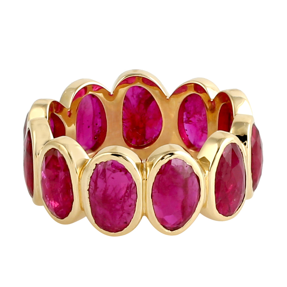 Bezel Set Ruby Band Ring In 18k Yellow Gold