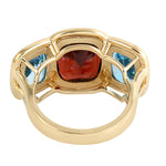 Bezel Set Topaz Garnet Three Stone Ring in 18k Gold