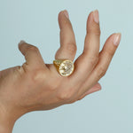 Pave Diamond Leo Zodiac Signet Ring In 14k Yellow Gold