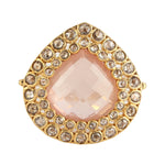 Pear Cut Quartz Pave Diamond Wedding Gift In 18k Yellow Gold