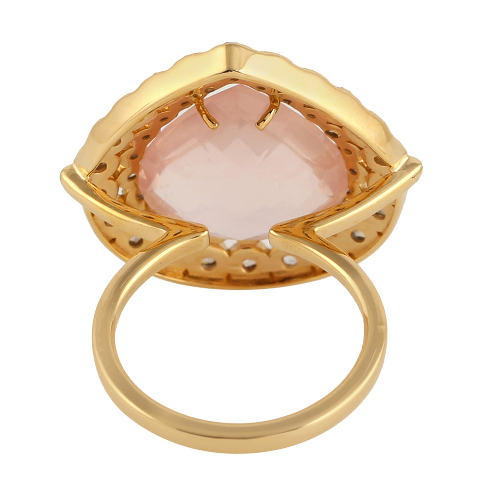 Pear Cut Quartz Pave Diamond Wedding Gift In 18k Yellow Gold