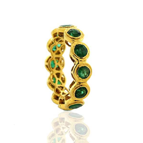 Bezel Set Emerald Eternity Ring In 14k Yellow Gold