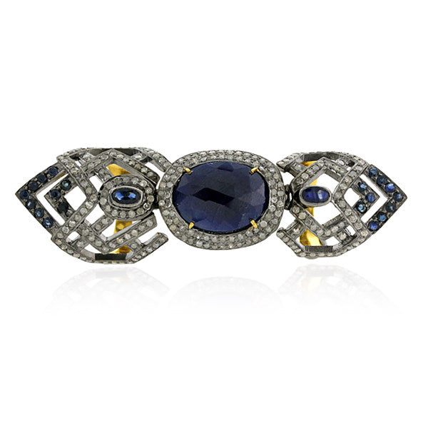 Sapphire Diamond Women Fashion Knuckle Ring 18kt Gold SilverJewelry