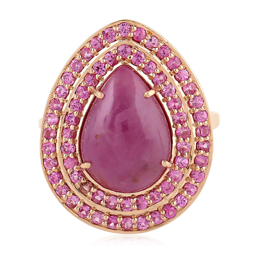 Pear Cut Pink Sapphire Cocktail Ring In 18k Gold