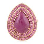 Pear Cut Pink Sapphire Cocktail Ring In 18k Gold