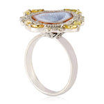 Geode Natural Pave Diamond Beautiful Cocktail Ring In 18k White Gold