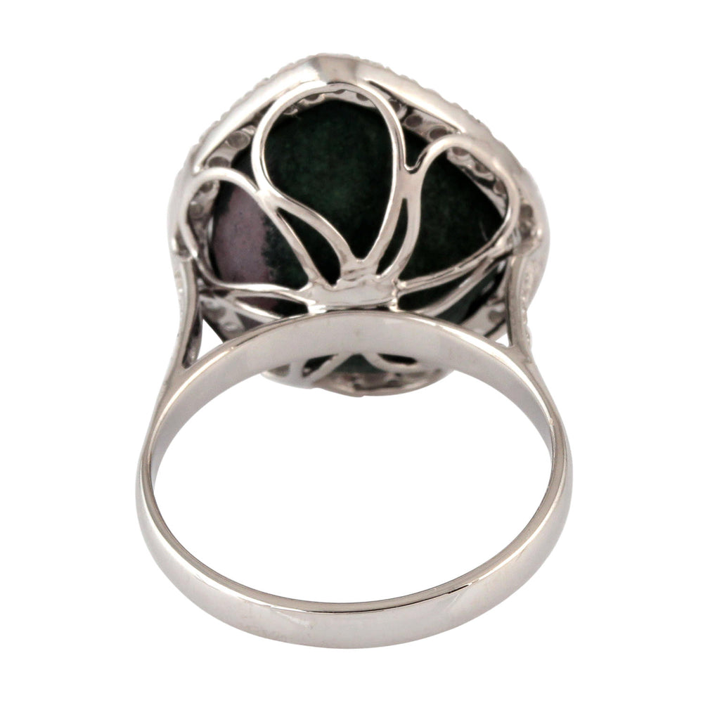 Solid 18k White Gold Geode Diamond Gemstone Cocktail Ring