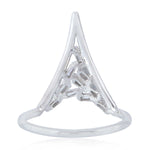 Tapered Baguette Spike Design Ring In 18k White Gold