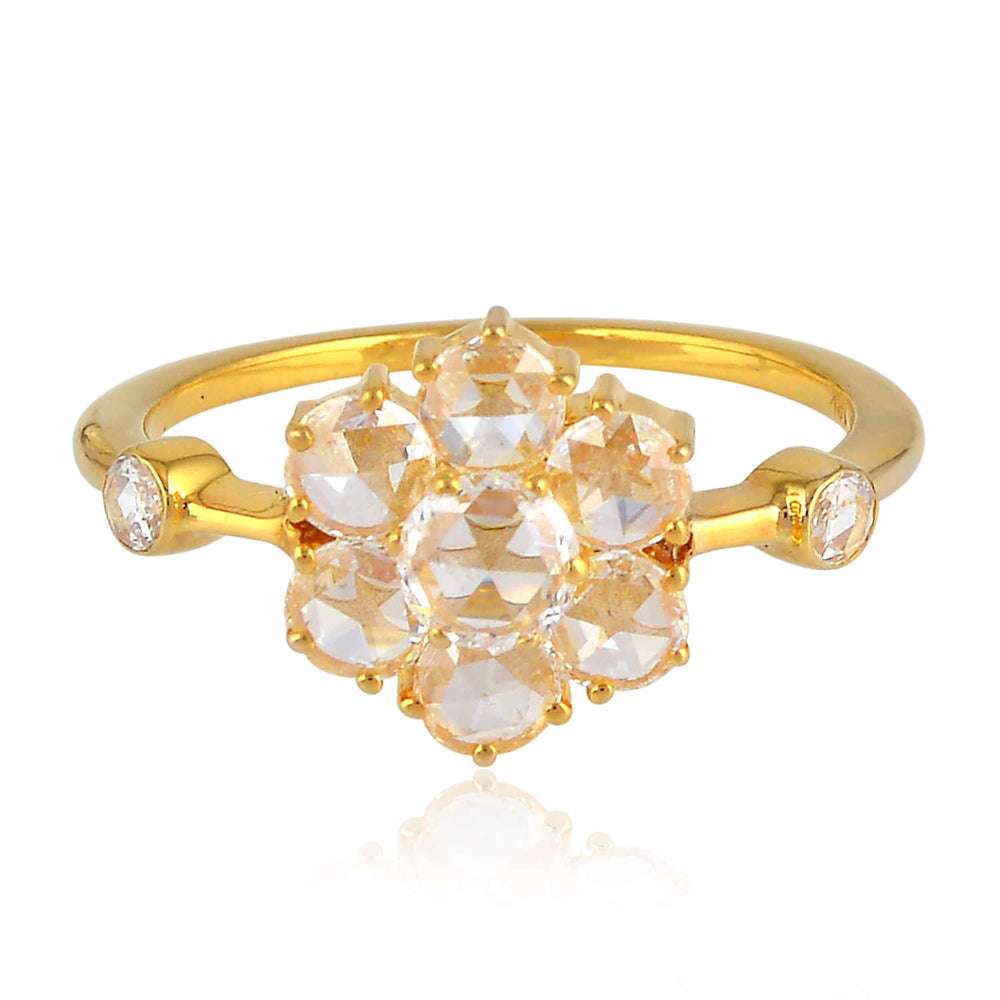 18Kt Yellow Gold Rose Cut Diamond Floral Engagement Ring Gift