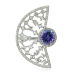 Natural Tanzanite Cocktail Ring 18K White Gold Jewelry Gift