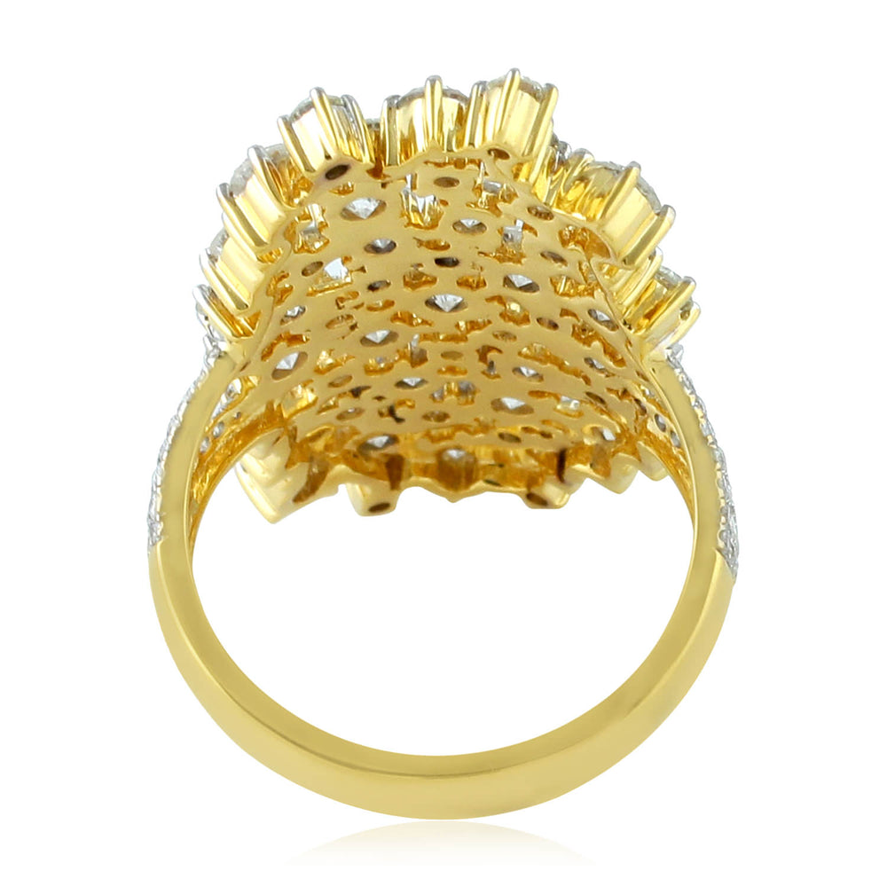 18k Yellow Gold Pave Diamond Cocktail Ring For Her