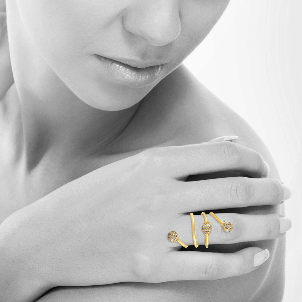 Pave Diamond Spiral Ring in 18K Yellow Gold – Designer Jewelry Gift for Her
