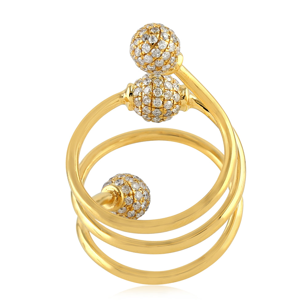 Pave Diamond Spiral Ring in 18K Yellow Gold – Designer Jewelry Gift for Her
