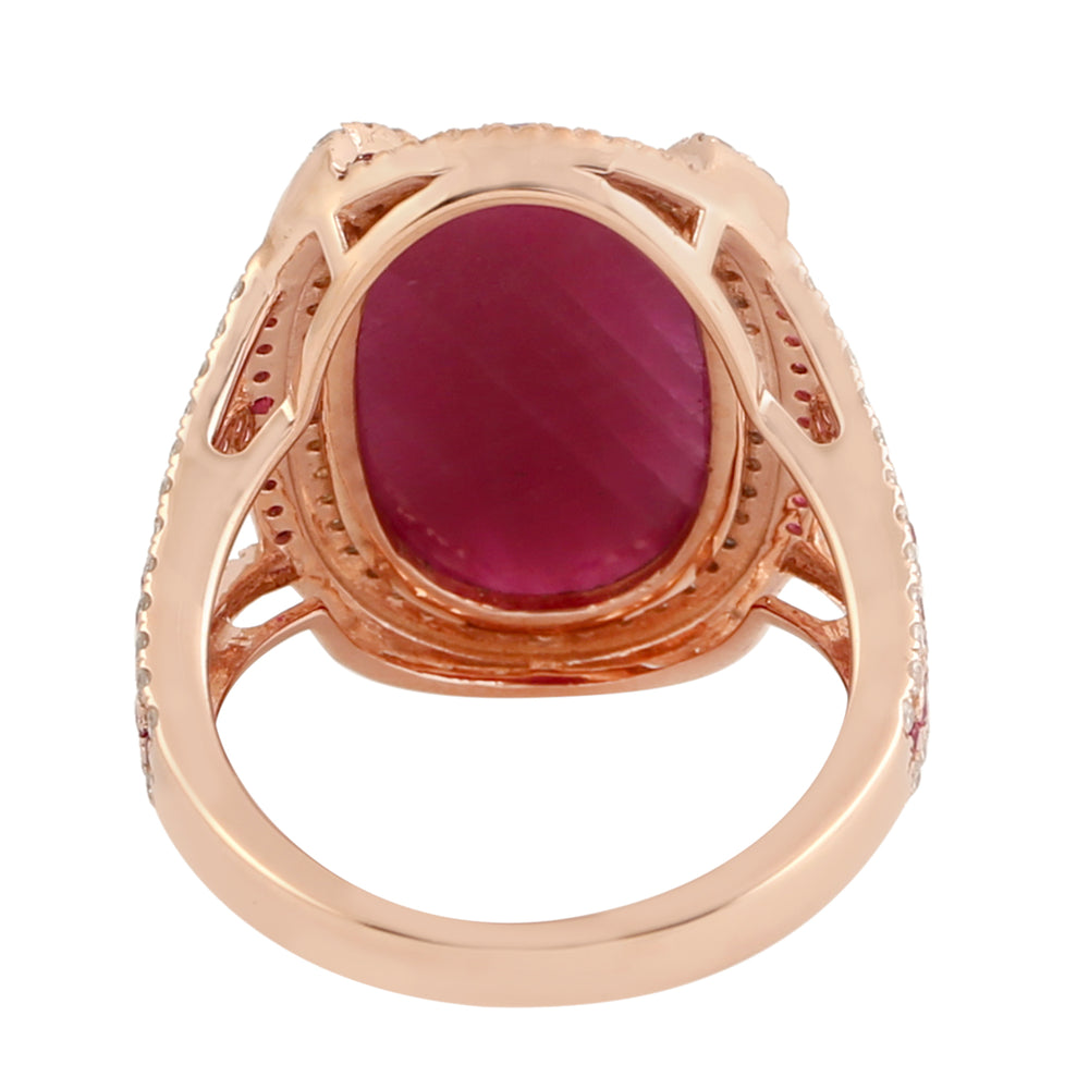 Natural Ruby Pave Diamond Anniversary Ring In 18k Yellow Gold Gift