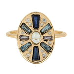 Tapered Baguette Sapphire Handmade Ring In 18k Gold