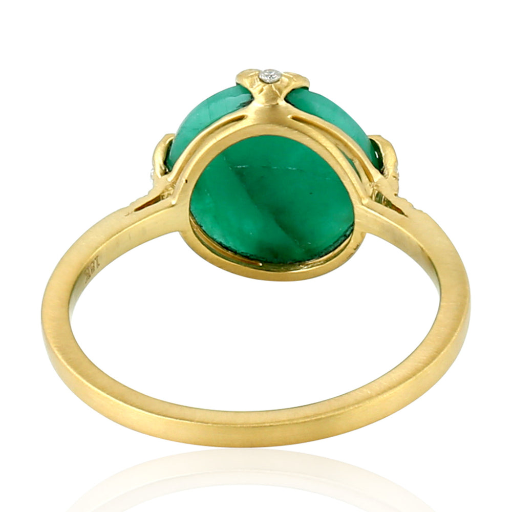 Natural Emerald Cocktail Ring 18k Yellow Gold Diamond Jewelry