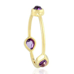 Band Three-Stone Ring Size 6 Pear Bezel Set Amethyst Gemstone 14k Yellow Gold February Birthstone Jewelry