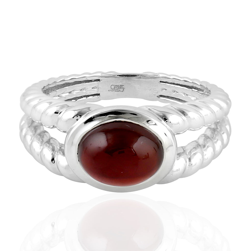 Natural Garnet Band Ring 925 Sterling Silver Jewelry