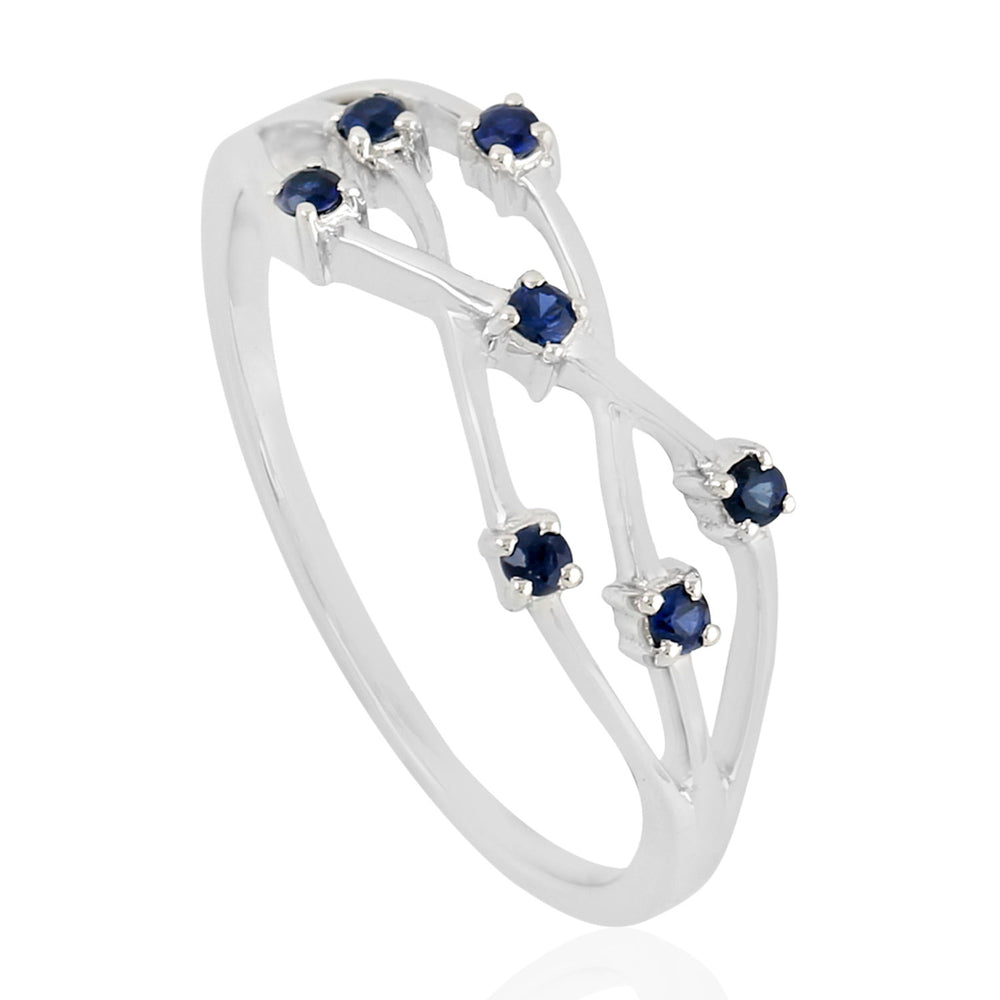Blue Sapphire Gemstone In 18k White Gold  Designer Ring