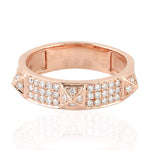 Solid 18K Rose Gold Pave Diamond Designer Ring Handmade Jewelry