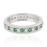 Natural Tanzanite, Tsavorite Band Ring 18k White Gold Diamond Jewelry