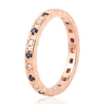 Natural Sapphire Band Ring 18k Rose Gold Diamond Jewelry