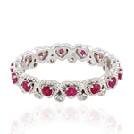 Natural Ruby Band Ring 18k White Gold Jewelry