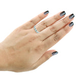 Natural Emerald Band Ring 18k White Gold Tanzanite Jewelry