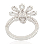 Natural Diamond Daisy Designer Band Ring 18k White Gold Jewelry