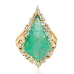 Marquise Diamond Emerald Beautiful 18k Gold Cocktail Ring