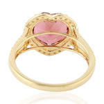 Natural Tourmaline Heart Shape Cocktail Ring 18k Yellow Gold Jewelry