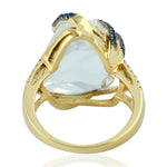 Natural Opal Pave Diamond Beautiful Cocktail Ring In 18k Yellow Gold