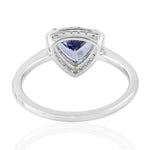 14kt White Gold and Pave Diamond Triangle Tanzanite Ring Jewelry Gift