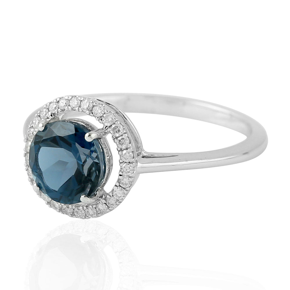Natural Topaz Solitaire Ring 18k White Gold Handmade Jewelry