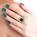 Tourmaline Cocktail Ring 18k Yellow Gold Diamond Handmade Jewelry