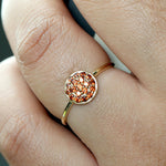 Studded Garnet Gemstone Disc Ring 14k Yellow Gold Handmade Jewelry Gift