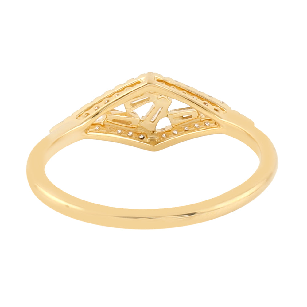 18k Yellow Gold Baguette Diamond Band Ring Gift Jewelry