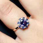 18k Rose Gold Tanzanite Sapphire Stackable Ring Diamond Gemstone Handmade Jewelry