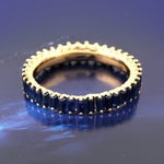 Baguette Blue Sapphire September Birthstone Band Ring 18k Yellow Gold Jewelry