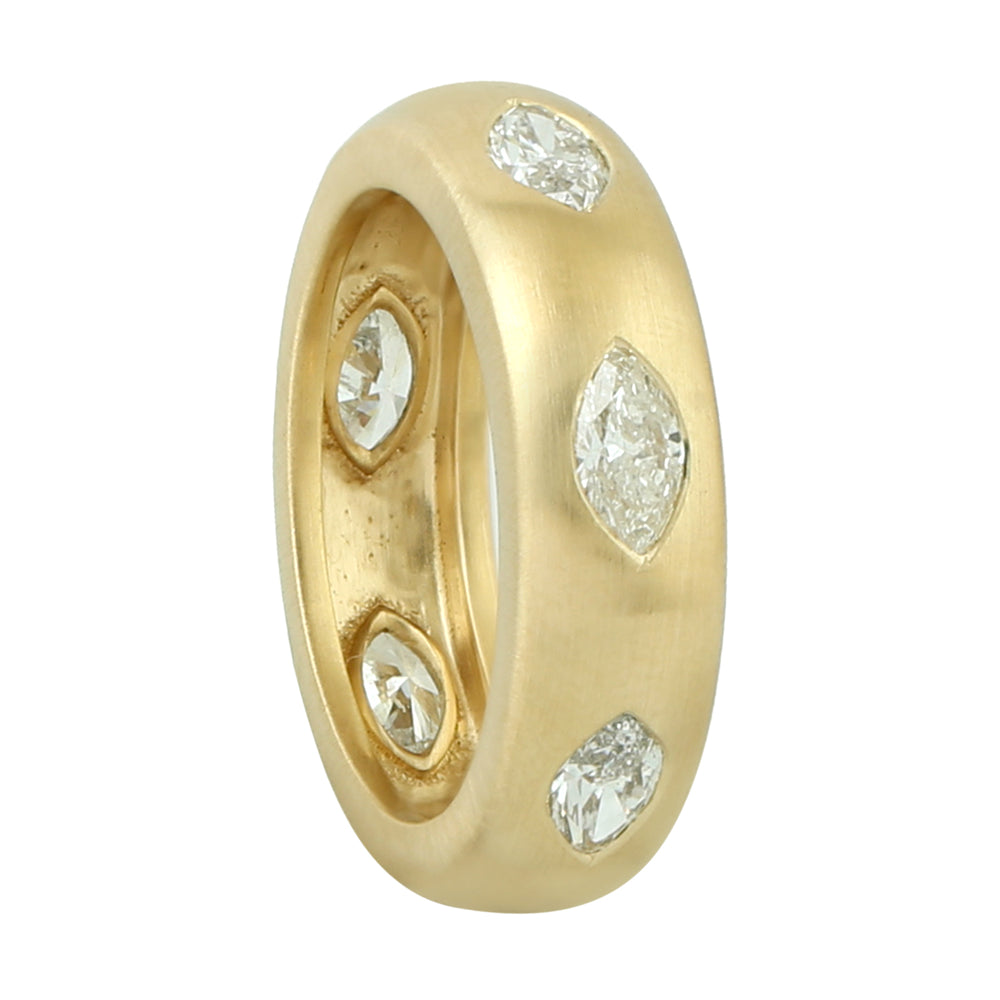 Natural Diamond Band Ring 18k Yellow Gold Fine Jewelry